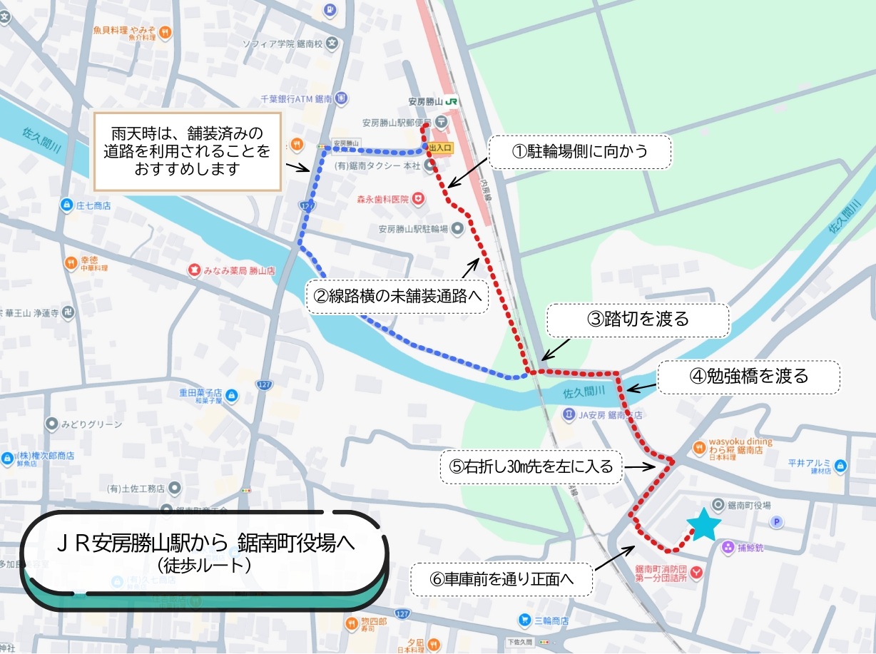勝山駅から役場までの徒歩ルート